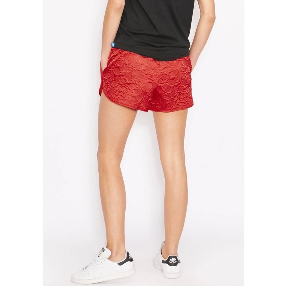 NWOT Adidas Orginals Satin Quilted Red Rose Trefoil Logo Shorts, Sz Small, Rare - Picture 13 of 14